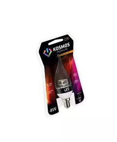 Лампа светодиодная KOSMOS premium 4Вт свеча на ветру прозрачная E14 230В 3000К Космос KLED4wCW230vE1427CL