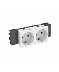 Розетка 2-м Modul45connect STD-D0C RW2 16А 250В 0град. с заземл. защ. шторки бел. OBO 6120362