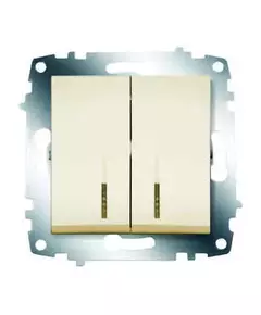 Выключатель 2-кл. 1мод. СП Cosmo 10А IP20 с подсветкой механизм крем. ABB 619-010300-203