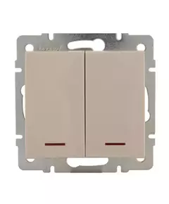 Выключатель 2-кл. СП Rain IP20 с подсветкой механизм крем. LEZARD 703-0388-112