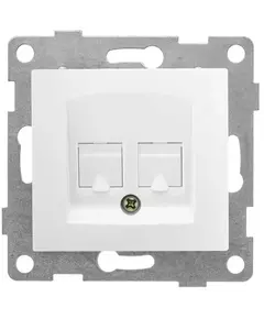 Розетка компьютерная + телефонная 2-м СП Bravo RJ45 + RJ12 механизм бел. GUSI С10КТ-001