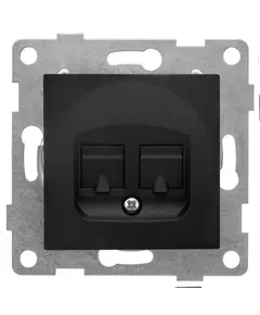 Розетка компьютерная + телефонная 2-м СП Bravo RJ45 + RJ12 механизм графит GUSI С10КТ-010