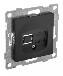 Розетка телефонная 1-м СП Bravo RJ12 механизм графит GUSI С10Т1-010
