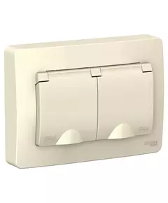 Розетка 2-м СП Blanca 16А IP44 250В с заземл. защ. шторки с крышкой молоч. SE BLNRS441122