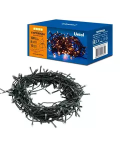 Гирлянда светодиодная ULD-S1000-100/DGA WARM WHITE IP20 10м 100 LED тепл. бел. свет. провод зел. Uniel UL-00008407