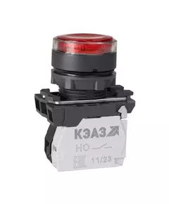 Кнопка КМЕ4610мЛ-24В-красный-1но+0нз-цилиндр-индикатор-IP65 КЭАЗ 285874