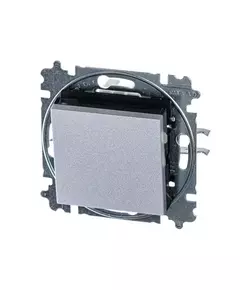 Выключатель кнопочный 1-кл. СП Levit IP20 серебр./дым. черн. ABB 2CHH599145A6070