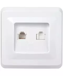 Розетка компьютерная + телефонная 2-м СП Вега РК/Т12-ВБ RJ45 + RJ11 бел. IEK EIV20-K01-DM