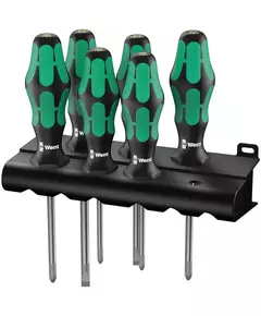 Набор отверток 335/350/355/6 Kraftform Plus Lasertip 6 предметов (PH 1х80/2х100; PZ 1х80/2х100; SL 0.8х4.0х100/1.0х5.5х125) Wera WE-105622