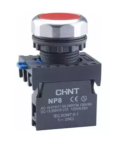 Кнопка управления NP8-12BN/4 без подсветки самовозв. 1НО+2НЗ IP65 (R) красн. CHINT 368584