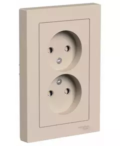 Розетка 2-м. AtlasDesign 16А без заземл. со шторками в сборе песочн. SE ATN001222