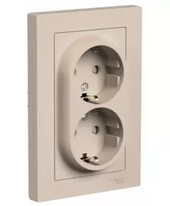Розетка 2-м. AtlasDesign 16А с заземл. со шторками в сборе песочн. SE ATN001226