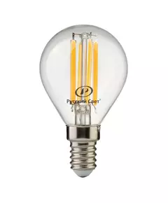 Лампа светодиодная филаментная RS F P45 E14 7W 220-240V 2700К 7Вт 810лм Ra 90 шар Русский Свет 15011245089