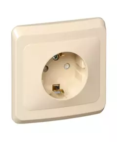 Розетка 1-м СП Этюд 16А 250В с заземл. защ. шторки крем. SchE PC16-004K