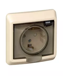 Розетка 1-м СП Этюд 16А IP44 250В с заземл. защ. шторки крем. SchE PC16-044K
