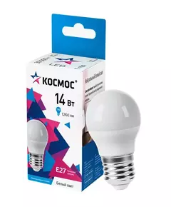 Лампа светодиодная 14Вт Шар 45 E27 4500К 174-265В КОСМОС LkecLED14wGL45E2745