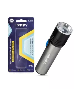 Фонарь аккумуляторный ручной 1200мА.ч анодированный алюм. корпус черн. TOKOV ELECTRIC TKE-RF-A-04
