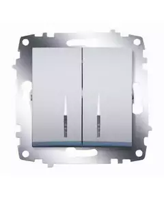 Выключатель 2-кл. СП Cosmo 10А IP20 с подсветкой механизм алюм. ABB 619-011000-203