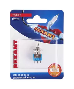 Тумблер 250В 3А (6c) ON-ON 2п Micro (MTS-202) блист. Rexant 06-0323-A