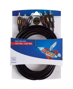 Шнур 3RCA - 3RCA 3м (GOLD) блист. Rexant 06-3051