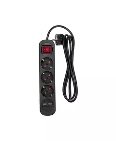 Удлинитель 3х1.5м с заземл. STANDARD 2хUSB 3х1кв.мм с выкл. черн. Rexant 13-4021