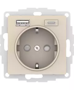 Розетка AtlasDesign 16А с 2-мя заряд. устройствами USB тип A+C 5В/2.4А 2х5В/1.2А механизм беж. SE ATN000232