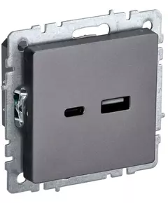 Розетка BRITE USB A+C 18Вт РЮ11-1-БрС механизм сталь IEK BR-U22-018-K46
