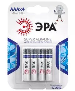 Элемент питания алкалиновый AAA/LR03 LR03-4BL (блист.4шт) Эра C0038451