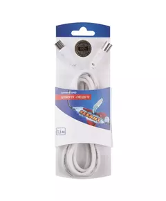 Шнур антенный штекер TV- гнездо TV 1.5м бел. блист. Rexant 06-3080