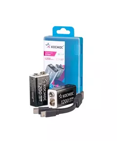 Аккумулятор крона Li-ion 9В 1200мАч (уп.2шт) КОСМОС KOCLi9V1200mAh2B