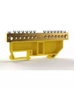 Шина PE "земля" на DIN-изоляторе 8х12мм 14 отвер. латунь TOKOV ELECTRIC TKE-BCB-812-14-DIN/PE