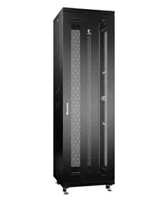 Шкаф монтажный телекоммуникационный напольный ND-05C-42U60/60-BK 19дюйм для распред. и серверн. оборудования 42U 600х600х2055мм передн. и задн. перфорир. двери ручка с замком черн. (RAL 9004) Cabeus 8552c
