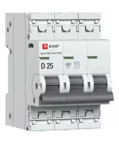 Выключатель автоматический модульный 3п D 25А 6кА ВА 47-63N PROxima EKF M636325D