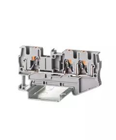 Клемма проходная зажим push-in 3 точки подключения 4кв.мм сер. DKC VPR-4-TWIN-GY