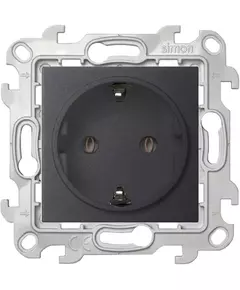 Розетка 1-м СП Simon 24 16А IP20 2P+E Schuko без защ. шторок механизм графит Simon 2450434-038