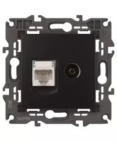 Розетка компьютерная + телевизионная 2-м Elegance 14-3110-05 RJ45 + TV IP20 механизм антрацит Эра Б0034318