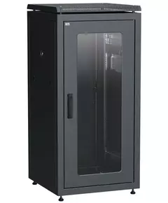 Шкаф сетевой 19дюйм LINEA N 24U 600х600мм стеклянная передняя дверь задняя металлическая черн. ITK LN05-24U66-GM