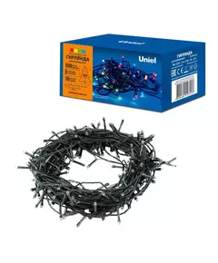 Гирлянда светодиодная ULD-S1000-100/DGA MULTI IP20 10м 100 LED разноцвет. свет провод зел. Uniel UL-00008405