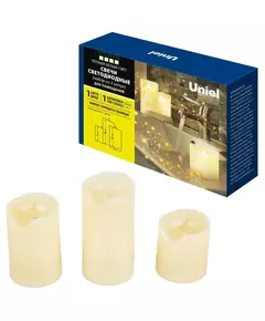 Фигура ULD-F060 WARM WHITE CANDLE SET3 "Свеча" на батарейках CR2032 (в/к) 1 LED тепл. свет (уп.3шт) Uniel UL-00008593