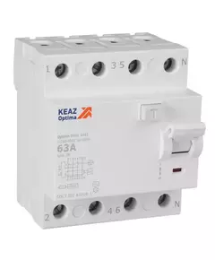 Выключатель дифференциального тока (УЗО) 4п 63А 300мА тип AC 4.5кА OptiDin DM63-4463 УХЛ4 КЭАЗ 343905