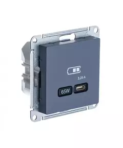 Розетка USB AtlasDesign тип C 65Вт QC PD высокоскор. ЗУ механизм грифель SE ATN000727