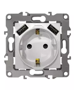 Розетка 16А 250В 2P+E с 2хUSB 5В-3А защ. шторки Elegance антрацит 14-4109-05 ЭРА Б0047871