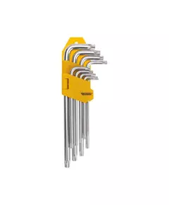 Набор ключей имбусовых Tamper-Torx 9шт ТТ10-ТТ50 закаленные удлиненные никель Kranz KR-12-5221