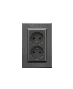 Розетка 2-я Karea LINE STAR без заземл. дым. металлик Makel 86050017