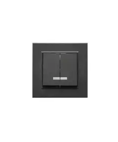 Выключатель 2-клав. с подсветкой Karea LINE STAR дым. металлик Makel 86050023