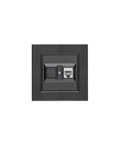 Розетка компьютерная CAT 5+гнездо Karea LINE STAR дым. металлик Makel 86050035