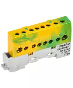 Шина PE "земля" изол. на универс. держ. 8х12-8-ЖЗ TEKFOR IEK TF-NN20-08-KL-K52