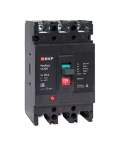 Выключатель автоматический 3п 25А 18кА LS125 ProPact EKF mccb-125-18-3-25-ls