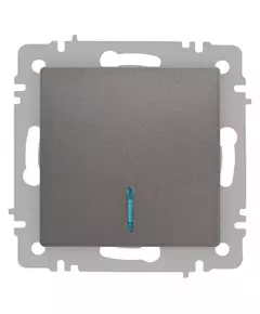 Выключатель 1-кл. СП Accent 6-102-09 10А IP20 250В с подсветкой AL/CU титан Intro Б0063460