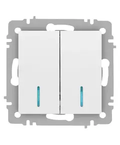 Выключатель 2-кл. СП Accent 6-105-01М 10А IP20 250В с подсветкой AL/CU бел. матов. Intro Б0063507